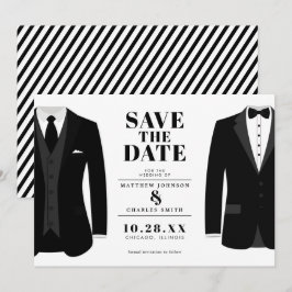 モダン ブラック ウェディング タキシード - 結婚式の日程を保存 セーブザデート