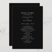 モダン ブラック ウェディング プログラム (正面/裏面)