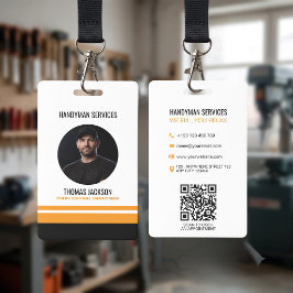 モダン ブラック オレンジ ストライプ ハンディマン スタッフ ID バッジ