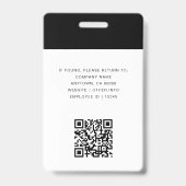 モダン ブラック カスタム 社員写真 ID カード QR バッジ (裏面)