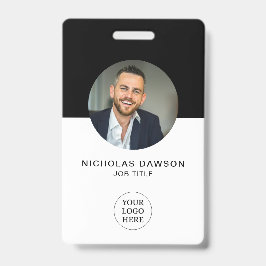モダン ブラック カスタム 社員写真 ID カード QR バッジ