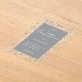 モダン ブラック グラム ダイヤモンド フレーム ブライダル ランチョン アクリル招待状 (レイダウン)