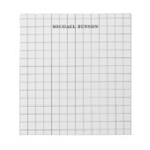 モダン ブラック グレー グリッドライン クリーン シンプル モノグラム ノートパッド (正面)