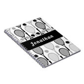 モダン ブラック＆グレー テニスプレーヤー コーチ 名前 スポーツ ノートブック (右側)