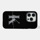モダン ブラック グレー モノグラム iPhoneケース (裏面横)