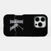 モダン ブラック グレー モノグラム iPhoneケース (裏面横)