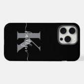 モダン ブラック グレー モノグラム iPhoneケース (裏面横)