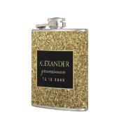 モダン ブラック＆ゴールドのグルームズメン フラスク (左)
