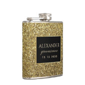 モダン ブラック＆ゴールドのグルームズメン フラスク (右)