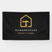 モダン ブラック & ゴールドの建設ビル 横断幕 (横)