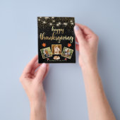 モダン ブラック ゴールドの感謝祭 フォト コラージュ チラシ (手)