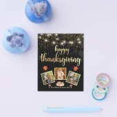 モダン ブラック ゴールドの感謝祭 フォト コラージュ チラシ (シングル)