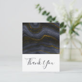 モダン ブラック&ゴールド アゲートストーン アブストラクト ありがとうございます ポストカード (スタンド正面)