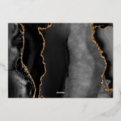 モダン ブラック ゴールド アゲート Save the Date 箔招待状 (裏面)