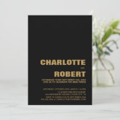モダン ブラック ゴールド ウェディング レセプション 招待状 (スタンド正面)