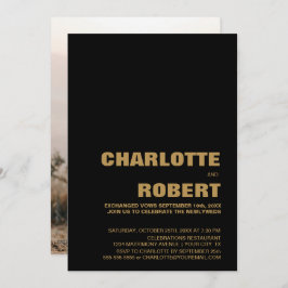 モダン ブラック ゴールド ウェディング レセプション 招待状