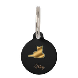 モダン ブラック ゴールド キャット ペット ネームタグ
