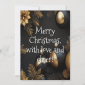 モダン ブラック＆ゴールド クリスマス オーナメント タイポグラフィ (正面)