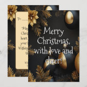 モダン ブラック＆ゴールド クリスマス オーナメント タイポグラフィ (正面/裏面)