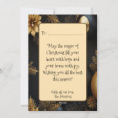 モダン ブラック＆ゴールド クリスマス オーナメント タイポグラフィ (裏面)