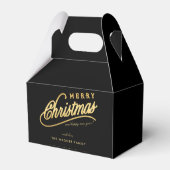 モダン ブラック＆ゴールド スクリプト メリークリスマス フェイバーボックス (裏面サイド)