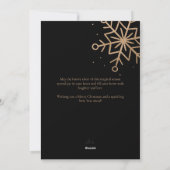 モダン ブラック ゴールド スノー フレーク スクリプト クリスマス (裏面)