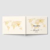 モダン ブラック＆ゴールド デスティネーション パスポート ブライダル ゲストブック (全面)