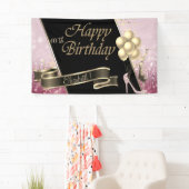 モダン ブラック ゴールド バルーン、 ガラス、 ハイヒール 横断幕 (インサイチュ)