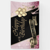 モダン ブラック ゴールド バルーン、 ガラス、 ハイヒール 横断幕 (縦)