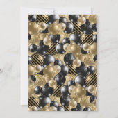 モダン ブラック ゴールド バルーン 50歳の誕生日招待状 招待状 (裏面)