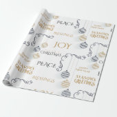 モダン ブラック&ゴールド ホリデーメッセージ ラッピングペーパー (アンロールド)