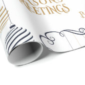 モダン ブラック&ゴールド ホリデーメッセージ ラッピングペーパー (ロールコーナー)