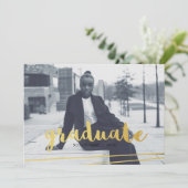 モダン ブラック ゴールド ホワイト 卒業式招待状 招待状 (スタンド正面)