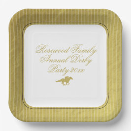 モダン ブラック & ゴールド ホース レース ダービー 馬術競技 ペーパープレート