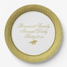 モダン ブラック & ゴールド ホース レース ダービー 馬術 ペーパープレート