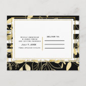 モダン ブラック ゴールド ボタニカル グラマラス セーブ ザ デート 案内ポストカード (裏面)