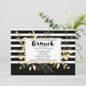 モダン ブラック ゴールド ボタニカル グラムール ブライダル ブランチ 招待状 (スタンド正面)