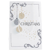 モダン ブラック＆ゴールド ミニマル ホリデー バブル ミディアムペーパーバッグ (裏面)