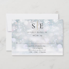 モダン ブラック＆ゴールド モノグラム 冬の結婚式 RSVP