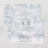 モダン ブラック＆ゴールド モノグラム 冬の結婚式 RSVP (正面/裏面)