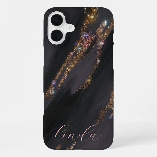 モダン ブラック ゴールド モノグラム iPhone カバー (裏面)