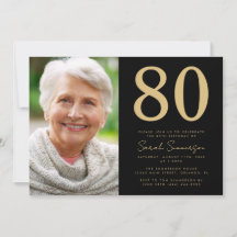 モダン ブラック ゴールド 写真 80歳の誕生日