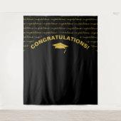 モダン ブラック ゴールド 卒業 タペストリー (正面)