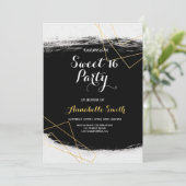 モダン ブラック＆ゴールド 水彩 幾何学 スイート16 招待状 (スタンド正面)