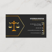 モダン ブラック ゴールド 法律事務所 正義の天秤 弁護士 名刺 (裏面)