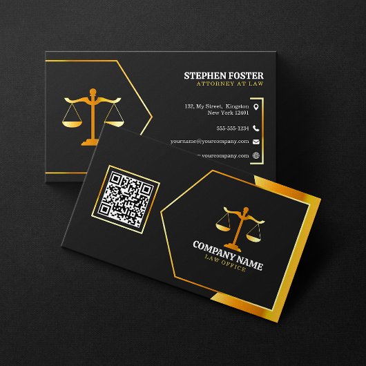モダン ブラック ゴールド 法律事務所 正義の天秤 弁護士 名刺