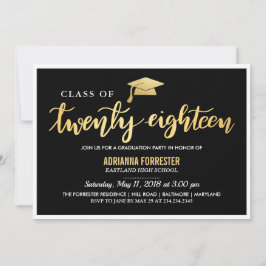 モダン ブラック ゴールド | 2018年卒業 クラス スクリプト 招待状