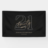 モダン ブラック&ゴールド 21歳の誕生日バナー 横断幕 (横)