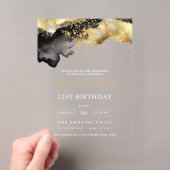 モダン ブラック&ゴールド 21歳の誕生日 アクリル招待状 (インサイチュ (ポータブル))