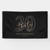 モダン ブラック＆ゴールド 30歳の誕生日バナー 横断幕 (横)